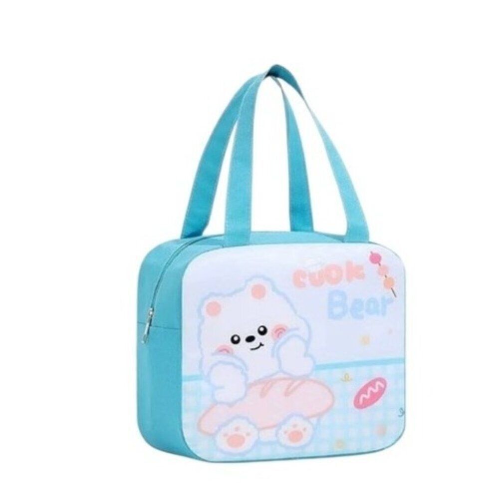Cook Bear Cartoon Childrens Insulated School Lunch Bag Handles Tote Travel NWT